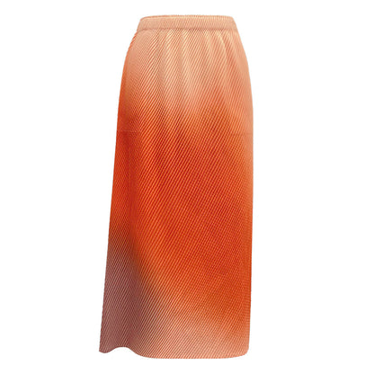 Gradient High Waist Print Scale Pleated Skirt