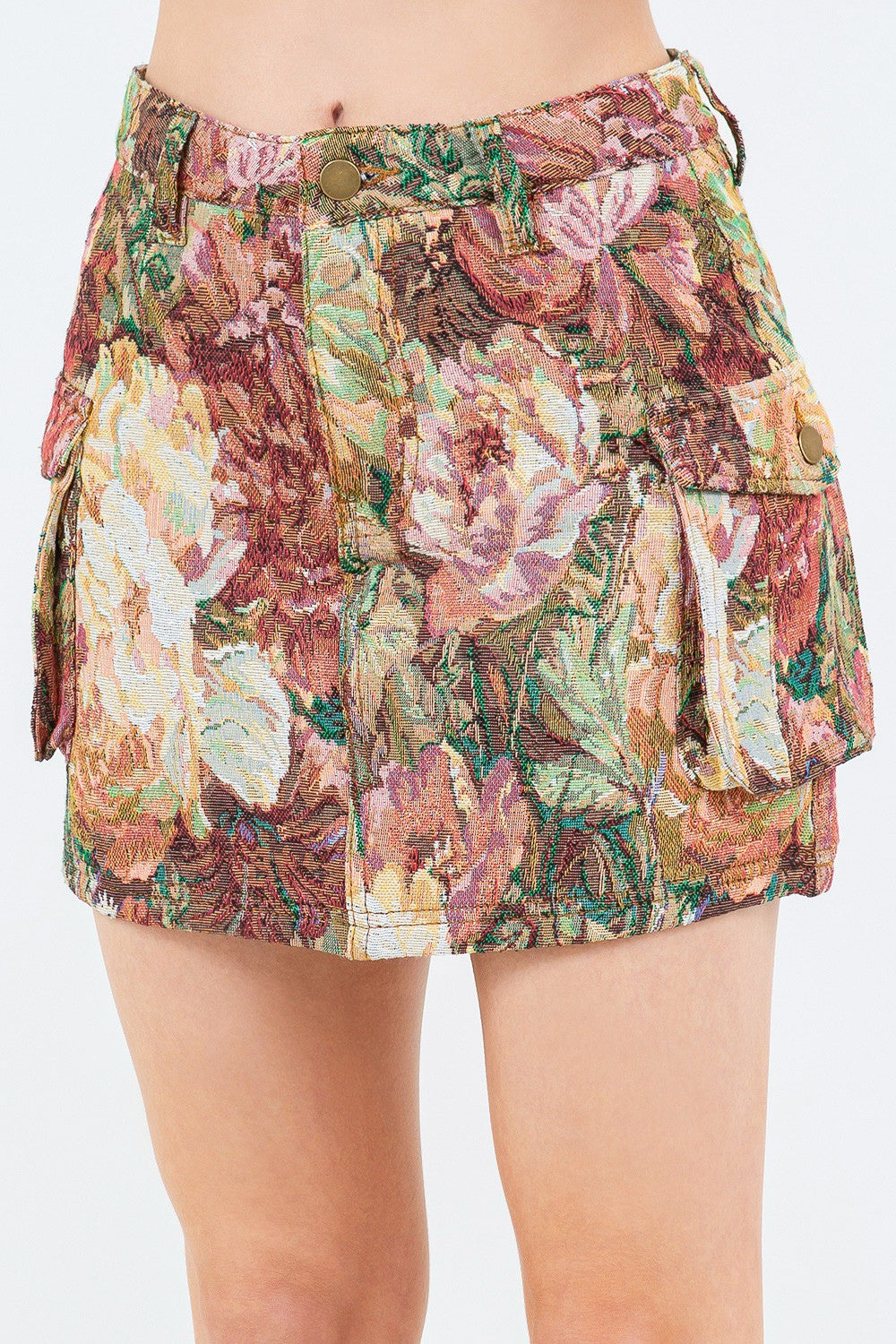 Jacquard Weave Cargo Pocket Skirt