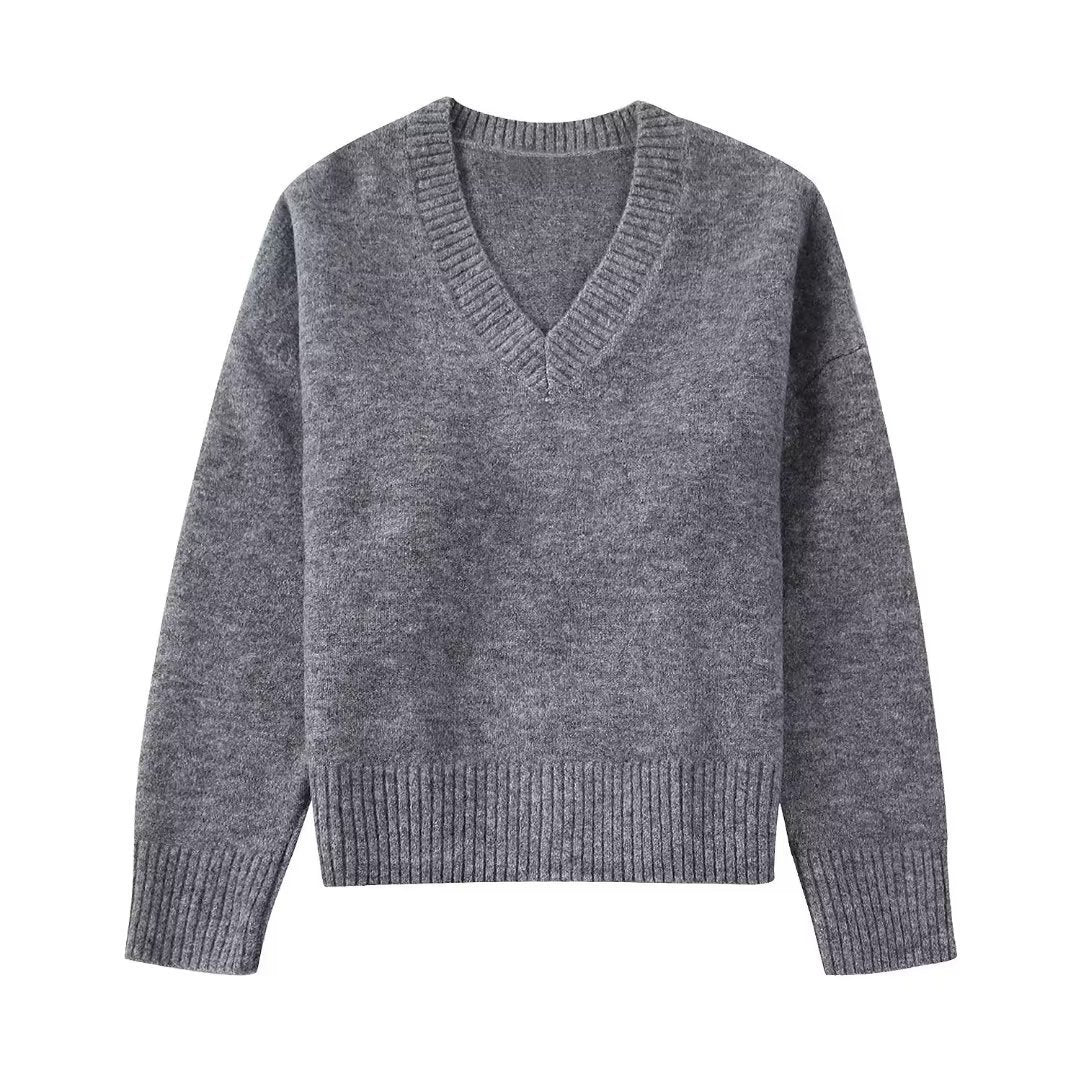 V-neck Soft Long-sleeved Sweater