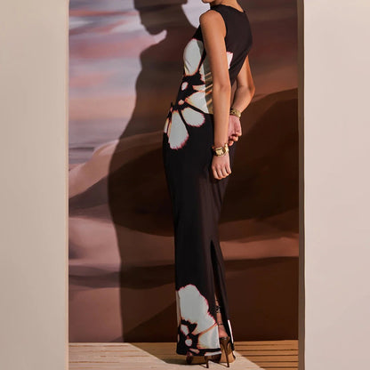 Casandra Clothing- Printed Sleeveless Maxi Dress