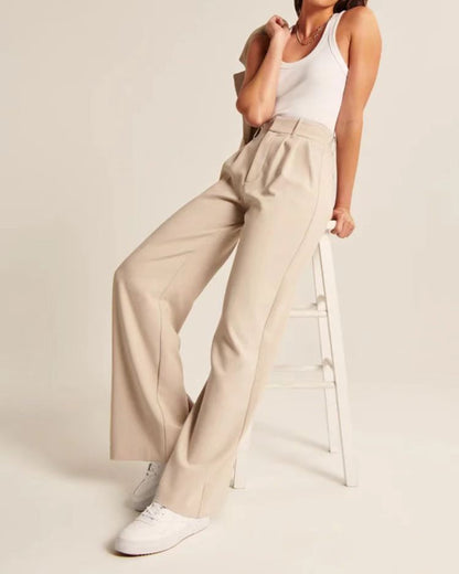 High Waist Wide Leg Pants With Belt Casual Suit