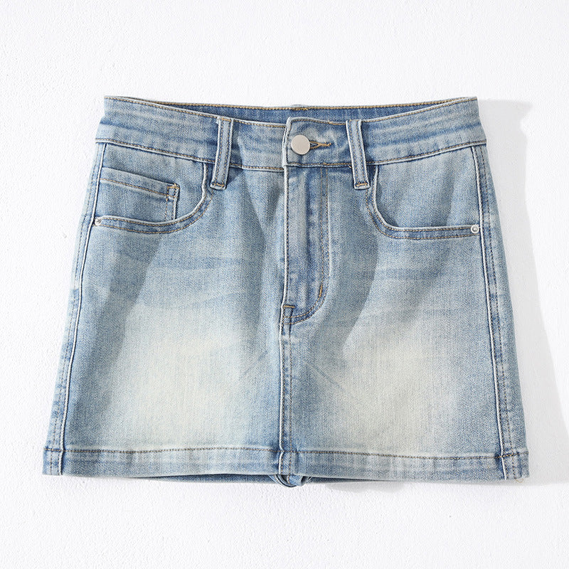 High Waist Denim Skirt Bag Hip A- Line Skirt