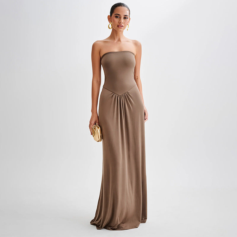 Casandra Clothing - High Waist Pleated Maxi Dress