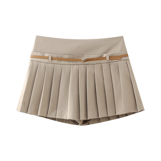 Wide Pleated Thin Belt Decorative Pantskirt