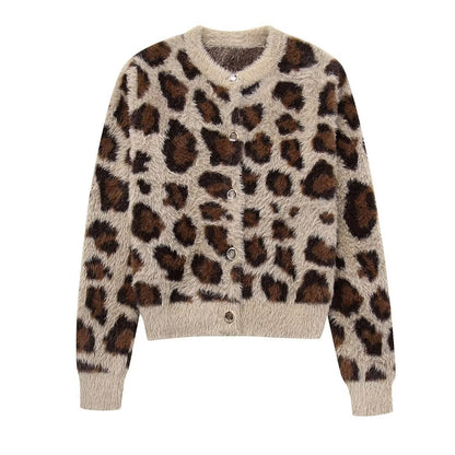 Vintage Leopard Print Sweater Coat