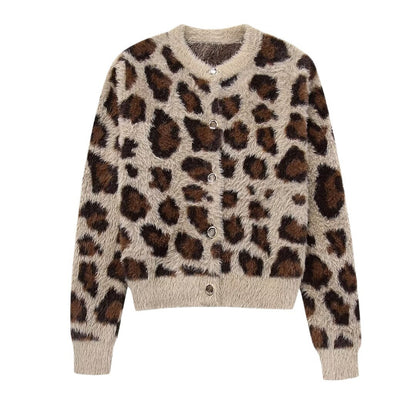 Vintage Leopard Print Sweater Coat