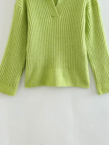 Slim Fit Strip Long Sleeve Sweater