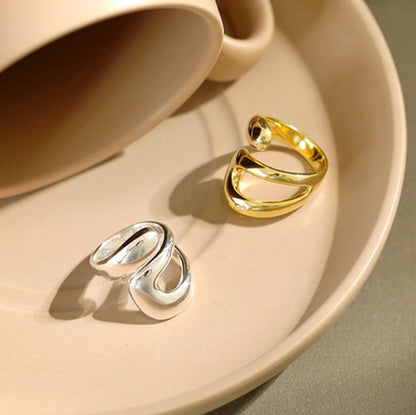 Irregular Drop-shaped Geometric Hollow Ring