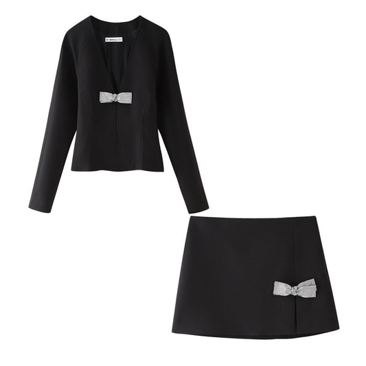 Casandra Clothing Bow Slim Shirt Mini Skirt