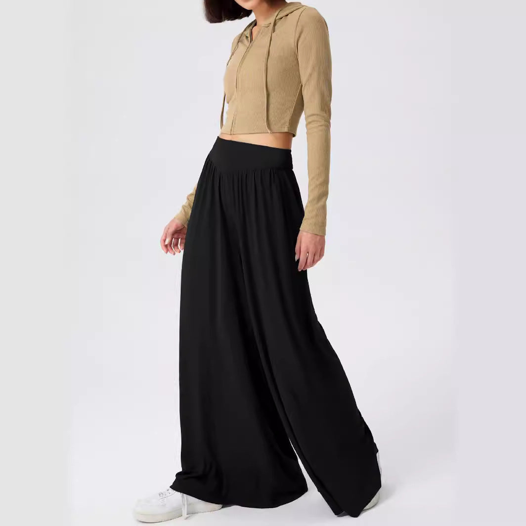 Loose-fitting Dance Draping Effect Pants High Waist Wide Leg