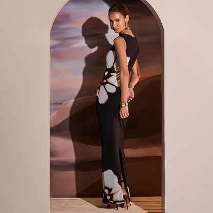 Casandra Clothing- Printed Sleeveless Maxi Dress