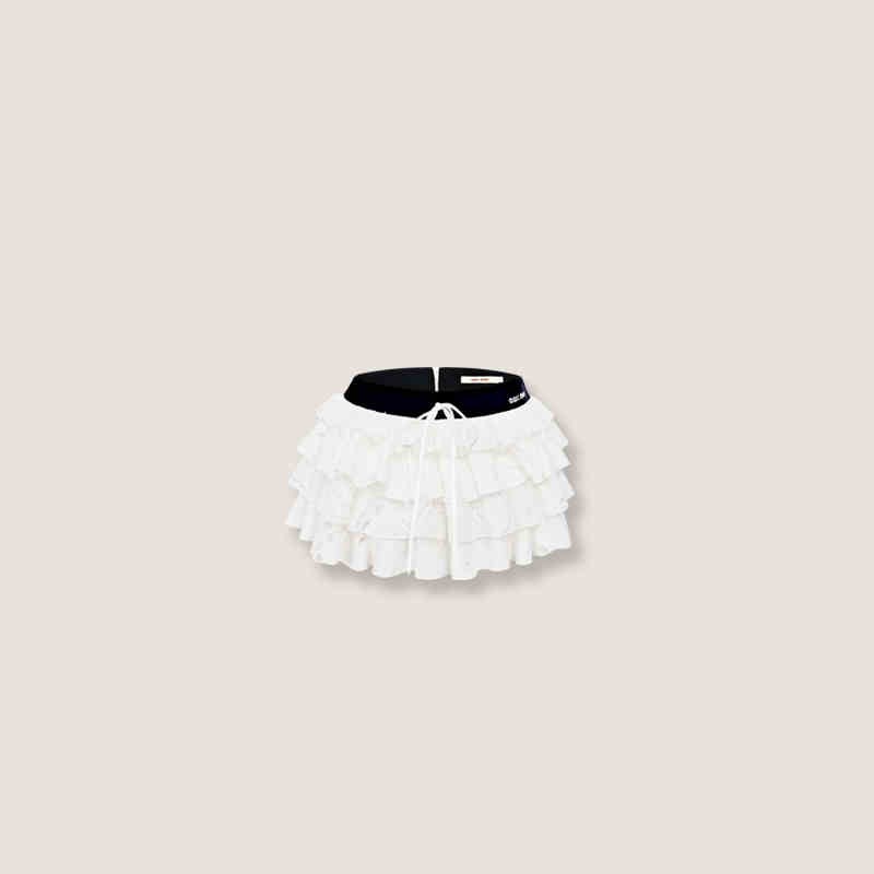 Spring White Embroidered Skirt Hipster