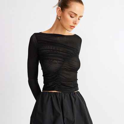 See-through Slim-fit Midriff-baring Top