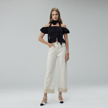 Cropped Wide-leg Pants