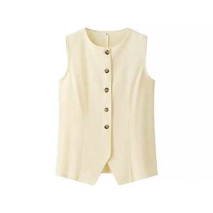 Sleeveless Vest Waistcoat High Waist Pleated Casual Shorts