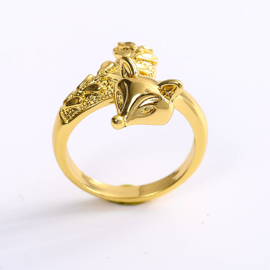 Adjustable Gold Fox Ring