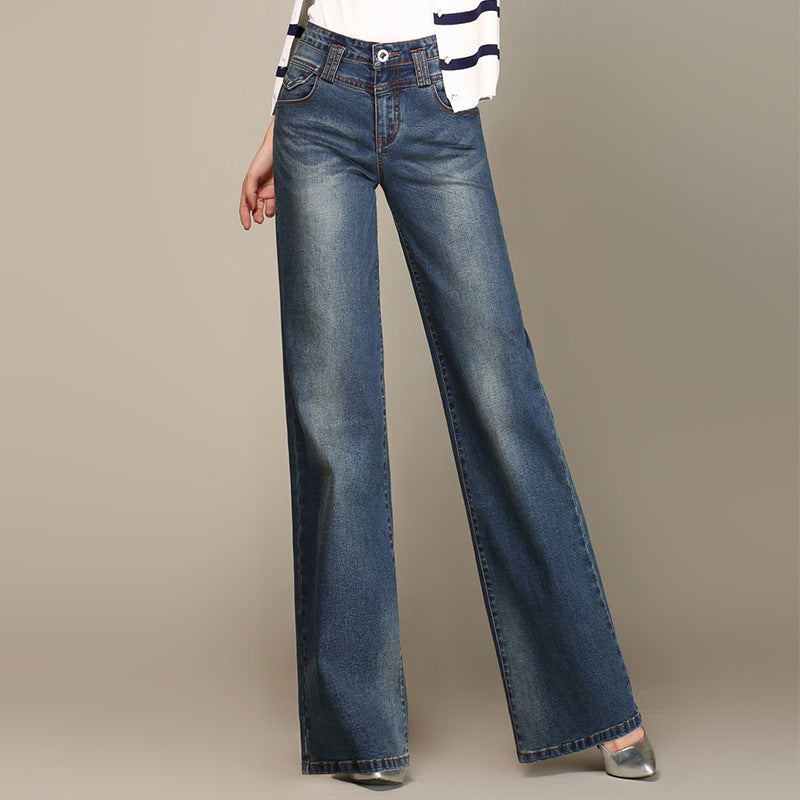 Denim Straight Wide-leg Casual Pants