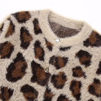 Vintage Leopard Print Sweater Coat