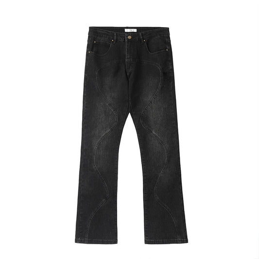 Washed Distressed Straight Leg Loose Jeans