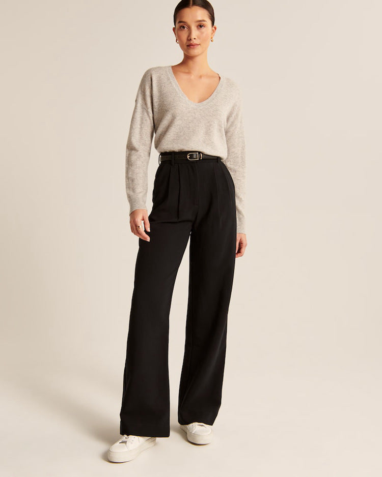 Pocket High Waist Wide-leg Casual Pants