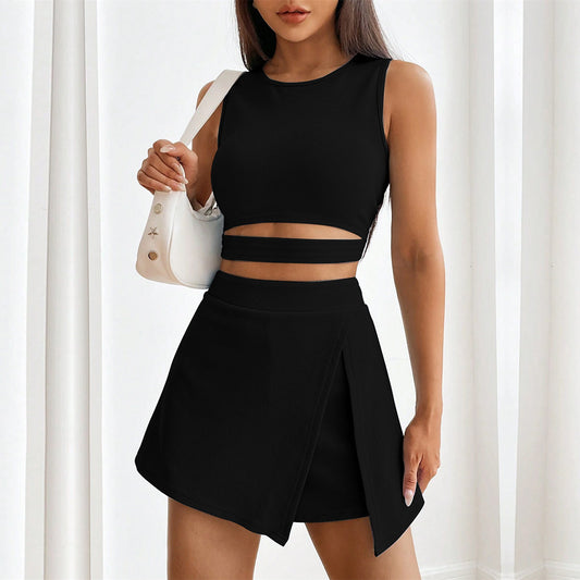 Cropped Bare Midriff Slim Fit Sleeveless Knitted Vest