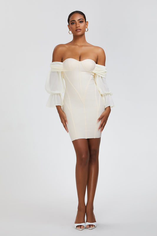 Off-the-shoulder Pleated Puff Sleeve