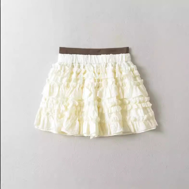 Cream Stitching Secret Exam Skirt