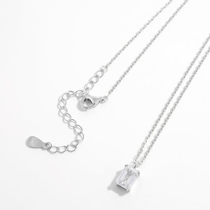 Sterling Silver Zircon Pendant Necklace