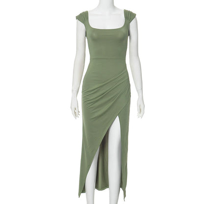 Casandra Clothing - Solid Color Slit Dress