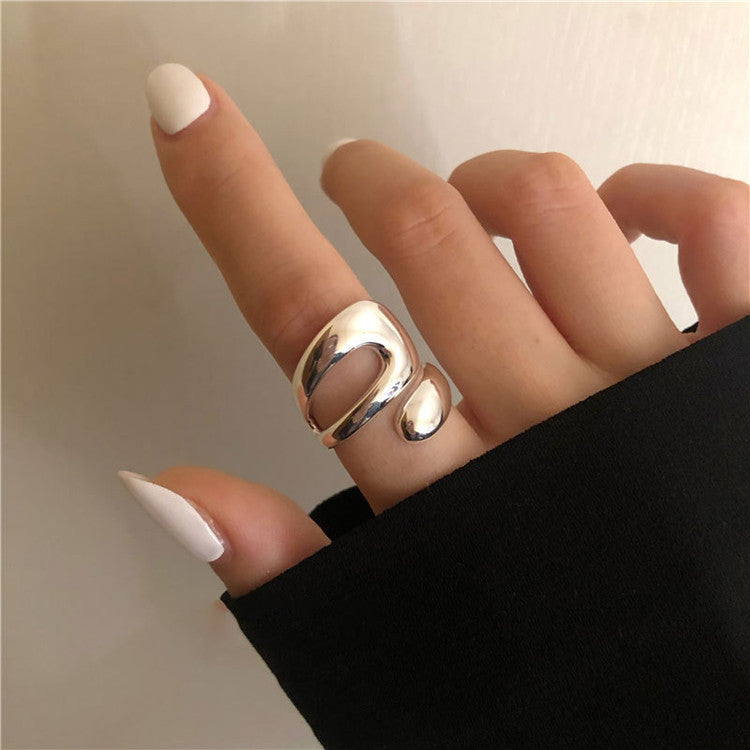 Irregular Drop-shaped Geometric Hollow Ring