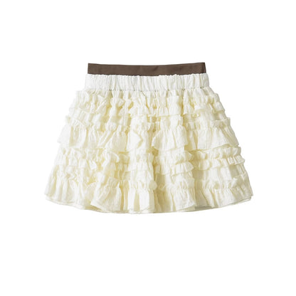 Cream Stitching Secret Exam Skirt