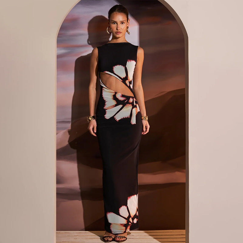 Casandra Clothing- Printed Sleeveless Maxi Dress