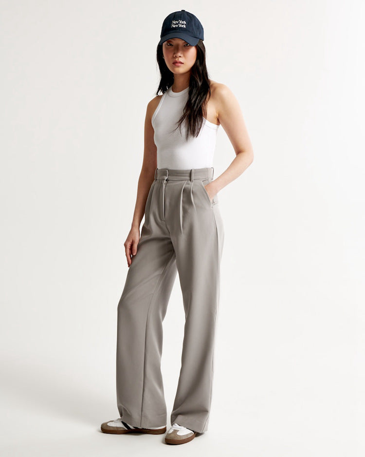 Pocket High Waist Wide-leg Casual Pants